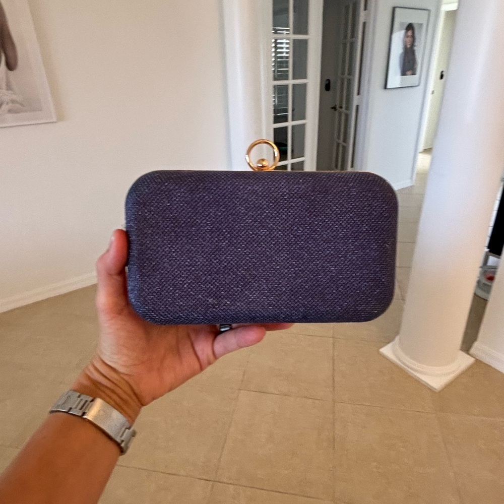 Purple Clutch with Gold Clasp two chains
